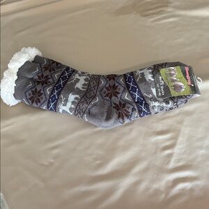 Gray and White Cozy Knit Socks